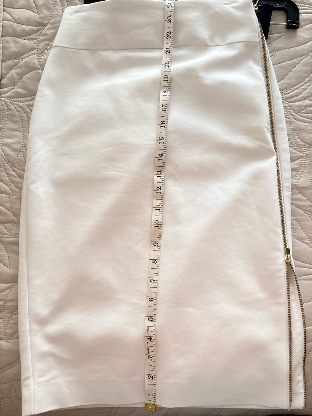 White Pencil Skirt with Side Zip - Women's Skirt express 00 stretch new